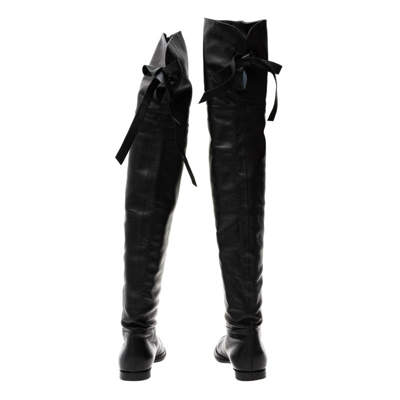 Bota-Miu-Miu-Cano-Alto-Couro-Preto