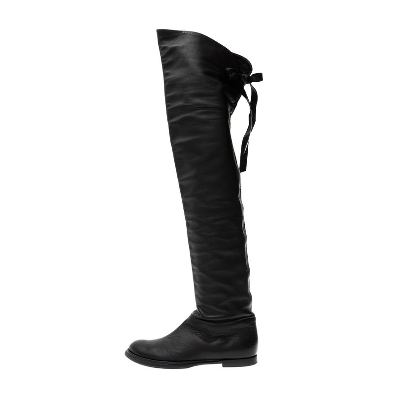 Bota-Miu-Miu-Cano-Alto-Couro-Preto