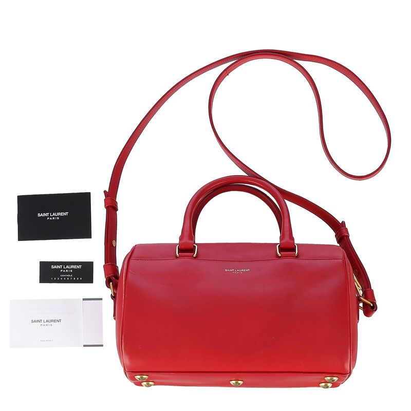 Bolsa-Saint-Laurent-Duffle-Baby-Couro-Vermelho