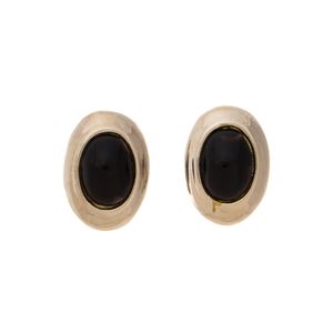 Brinco Vintage Oval Resina Preta