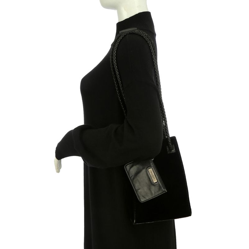 Bolsa-Saint-Laurent-Veludo-e-Couro-Preto