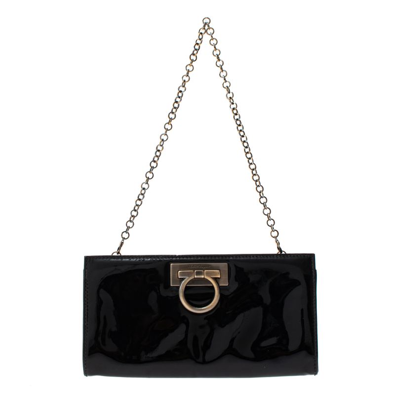Bolsa-Salvatore-Ferragamo-Verniz-Preto