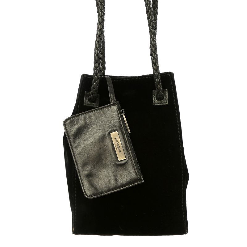 Bolsa-Saint-Laurent-Veludo-e-Couro-Preto
