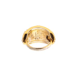 Anel Vintage Dourado e Prateado Cristais