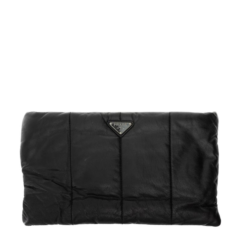 Clutch-Prada-Acolchoada-Couro-Preto