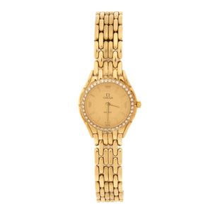 Relógio Omega De Ville Prestige Quartz 24mm Ouro e Diamantes