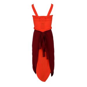 Vestido Wai Wai Betina de Luca Seda Laranja e Roxo
