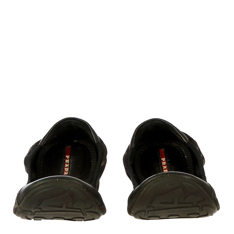 Sapatilha-Prada-Couro-Preto-e-Tecido-Estampado