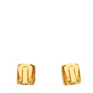 Brinco Pressão Vintage Dourado e Resina Ambar