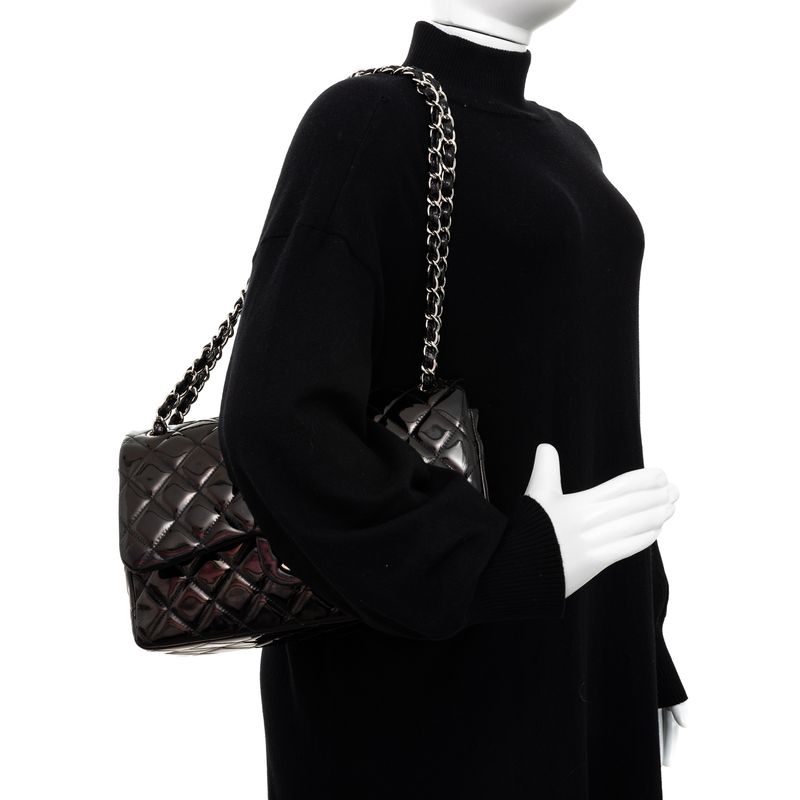 Bolsa-Chanel-Double-Flap-Jumbo-Verniz-Preto