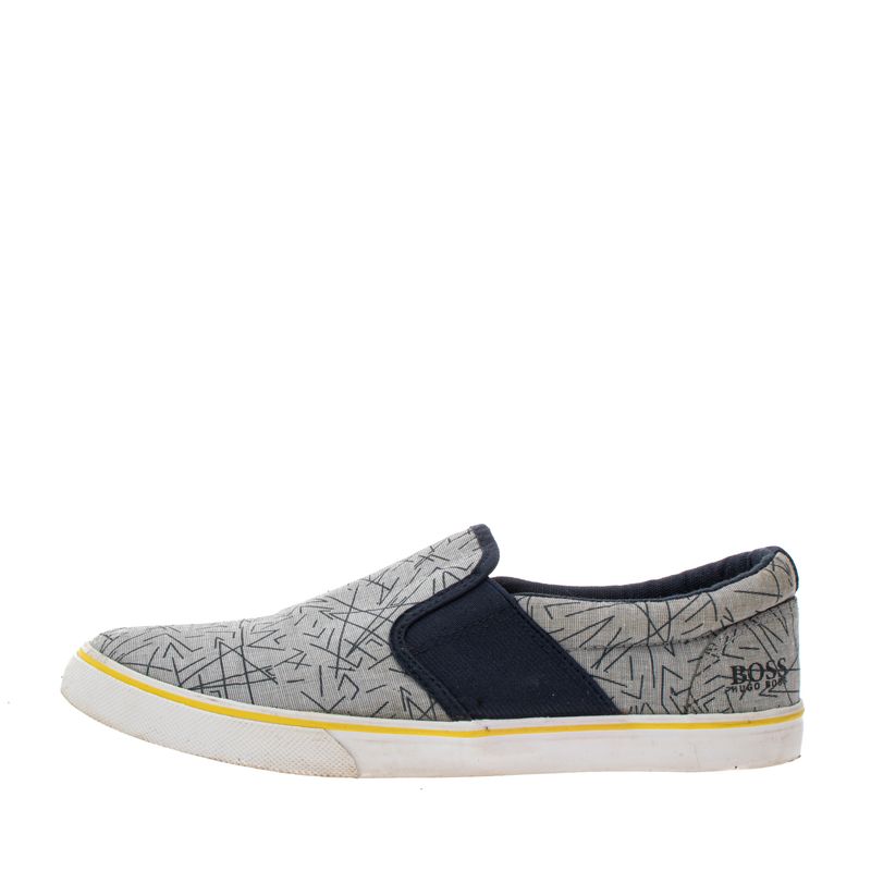Tenis-Hugo-Boss-Slip-On-Cinza-Estampa-Grafica