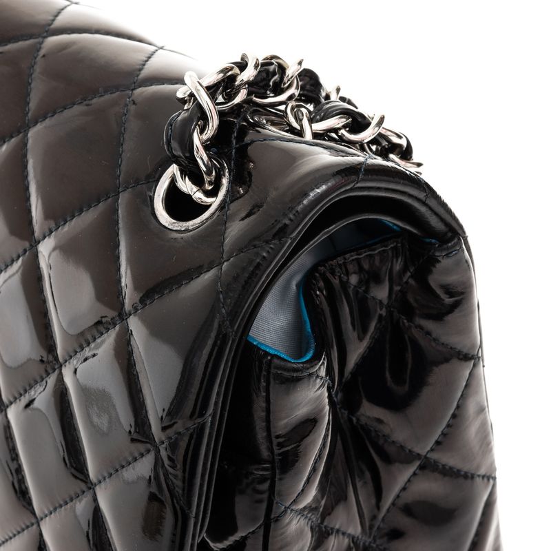 Bolsa-Chanel-Double-Flap-Jumbo-Verniz-Preto