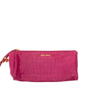 Clutch Miu Miu Couro Texturizado Rosa
