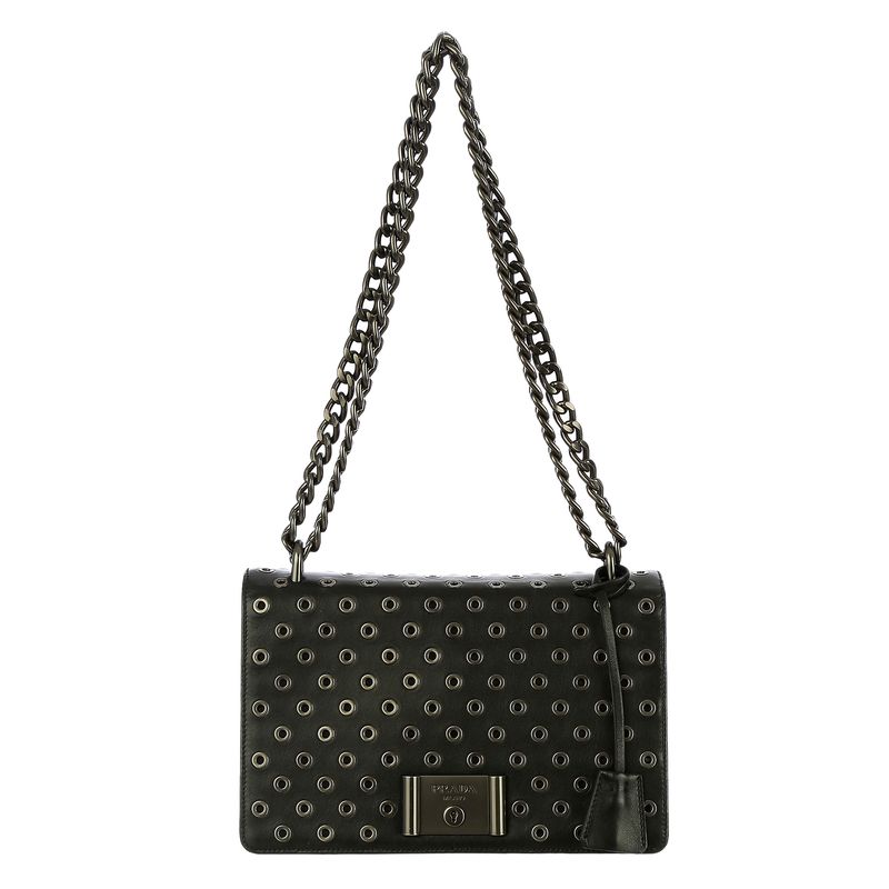 Bolsa-Prada-Couro-Preto-e-Metal-Grafite