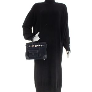 Bolsa Hermes Birkin 25 Canvas & Swift Preto Cargo Palladium