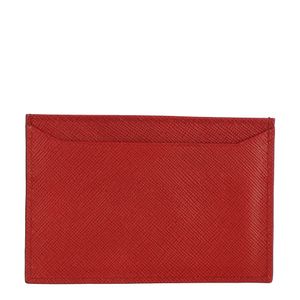 Porta Cartao Prada Couro Saffiano Vermelho