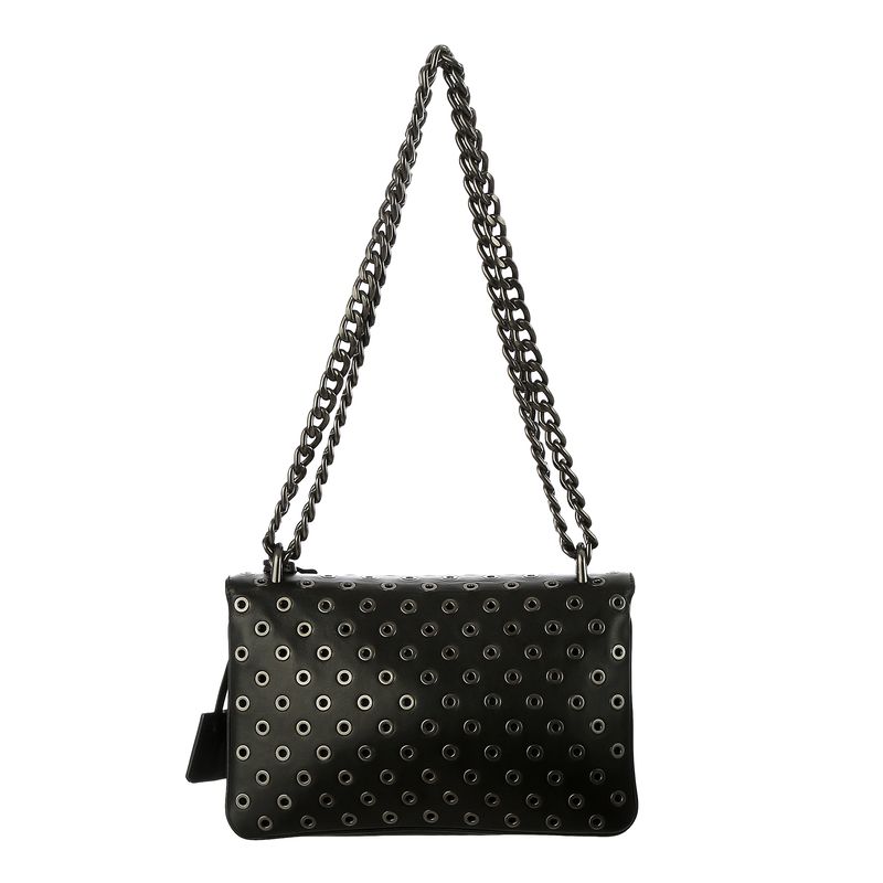 Bolsa-Prada-Couro-Preto-e-Metal-Grafite