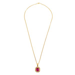 Colar Vintage Dourado Cristal Rosa
