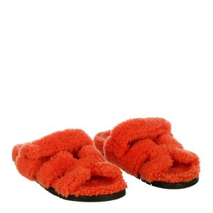 Sandália Hermes Chypre Pelúcia Laranja