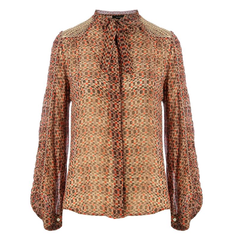 Blusa-Isabel-Marant-Seda-Colorida-Vermelha