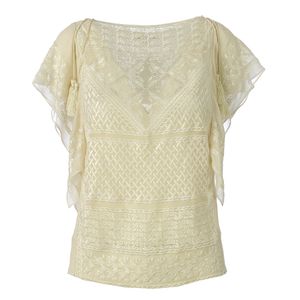 Blusa Isabel Marant Seda Creme Bordada