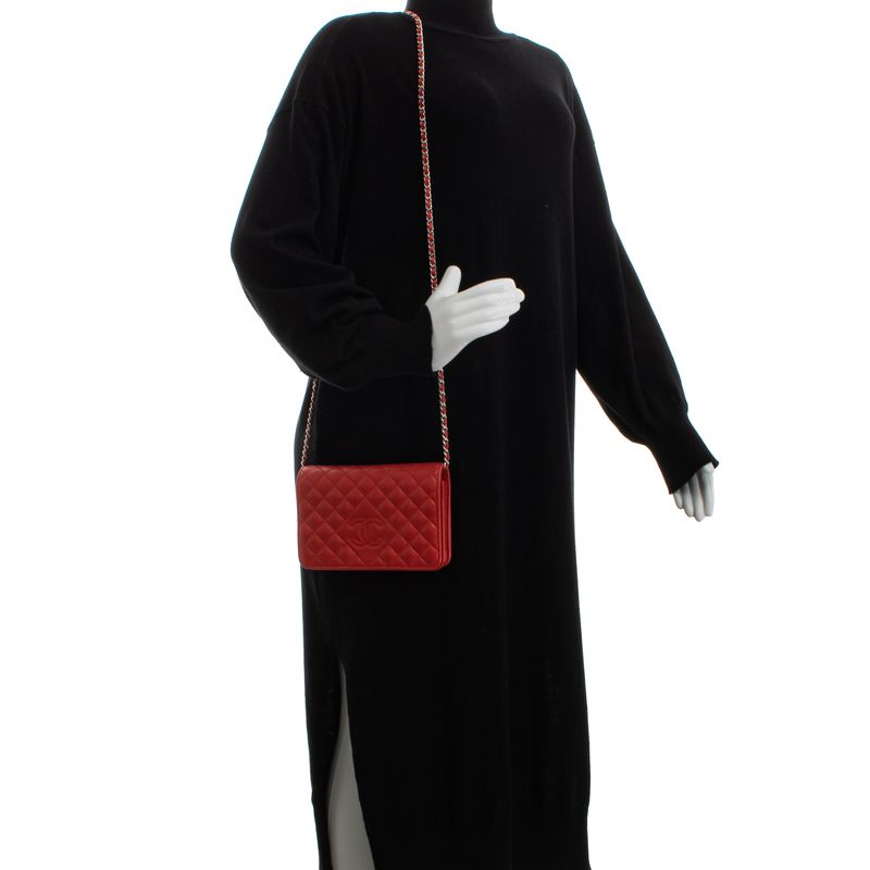 Bolsa-Chanel-WOC-Metalasse-Vermelha