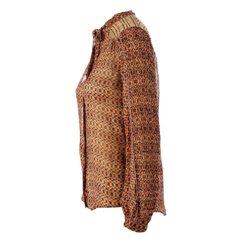 Blusa-Isabel-Marant-Seda-Colorida-Vermelha