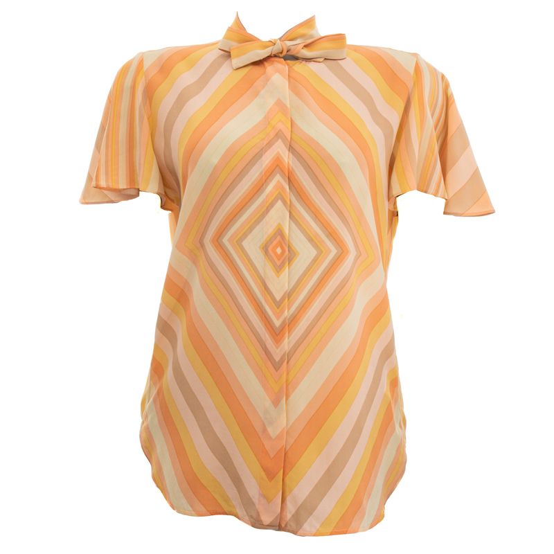 Blusa-Valentino-Garavani-Seda-Estampada-Laranja