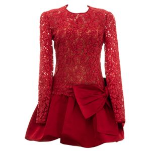 Vestido Valentino Garavani Renda com Laço Vermelho