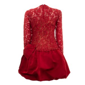 Vestido Valentino Garavani Renda com Laço Vermelho