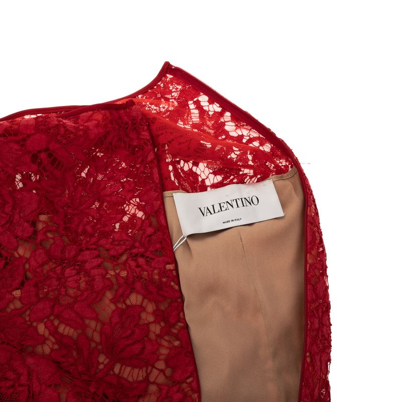 Vestido-Valentino-Garavani-Renda-com-Laco-Vermelho