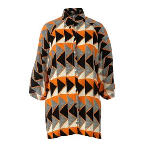 Camisa Lenny Niemeyer Estampada Laranja, Preto e Branco