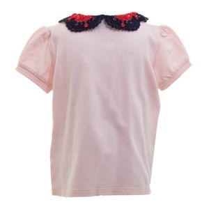 Camisa Polo Gucci Infantil Rose Gola Renda