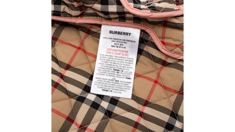 Casaco Burberry Infantil Metalasse Nylon Rosa Brecho de luxo Prettynew