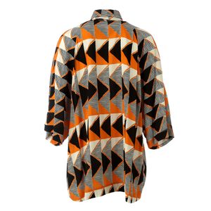 Camisa Lenny Niemeyer Estampada Laranja, Preto e Branco