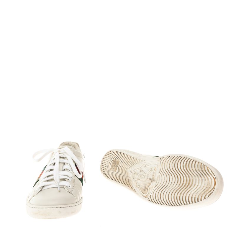 Tenis-Gucci-Ace-Branco-Faixa-Web-Bordado-Abelha