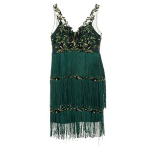 Vestido Marchesa Notte Franjas Verde