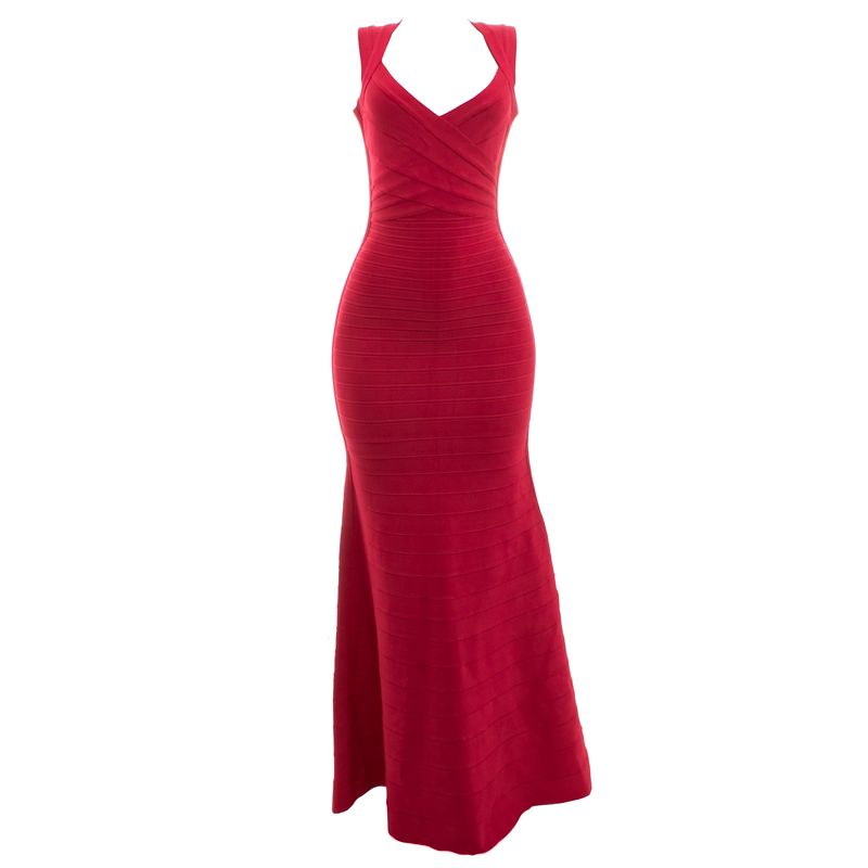 Vestido-Herve-Leger-Longo-Magenta