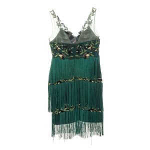 Vestido Marchesa Notte Franjas Verde