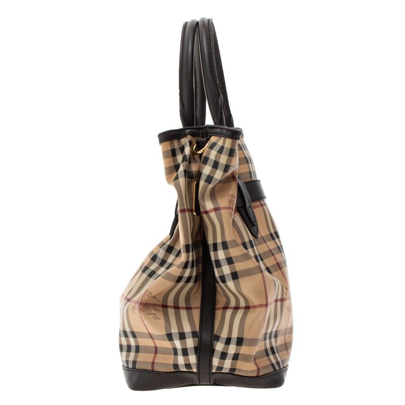 Bolsa-Burberry-Haymarket-Belted-Couro-Marrom