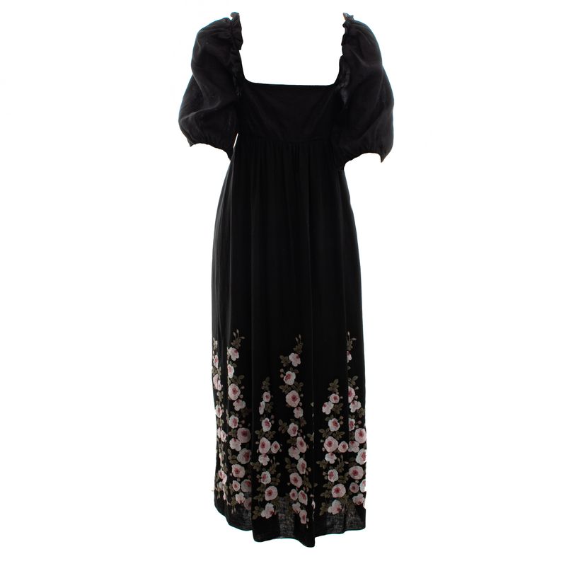 Vestido-Cris-Barros-Longo-Flores-Preto