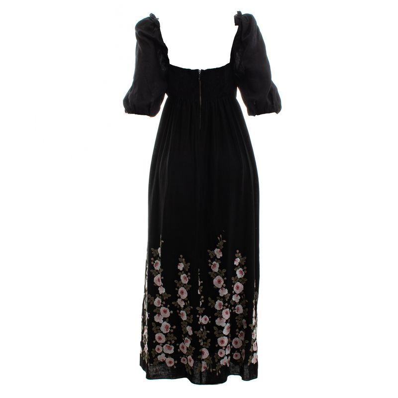 Vestido-Cris-Barros-Longo-Flores-Preto