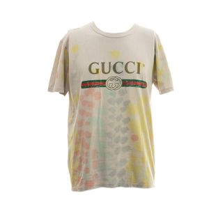 Camiseta Gucci Logo Tie Dye Bege