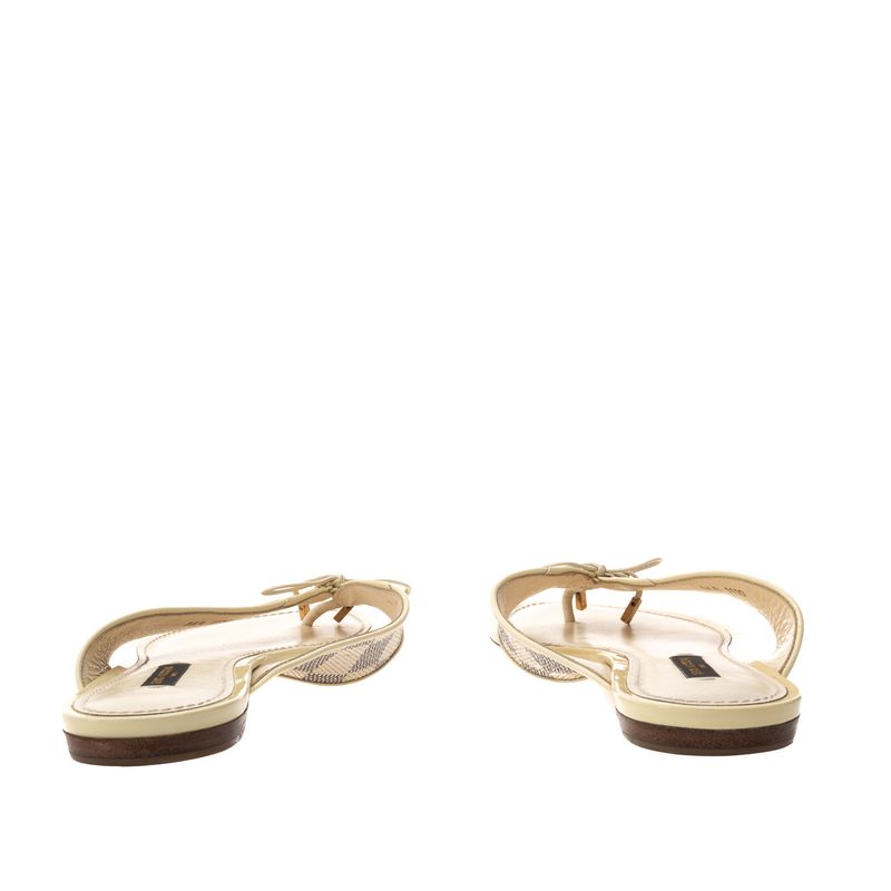 Rasteira-Louis-Vuitton-Couro-Damier-Creme