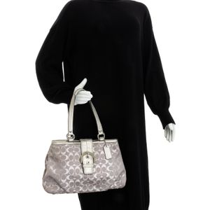 Bolsa Coach Canvas Cinza e Prateado