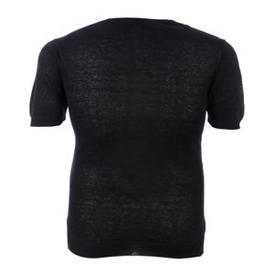 Camiseta 100% Capri Gola V Linho Azul Marinho