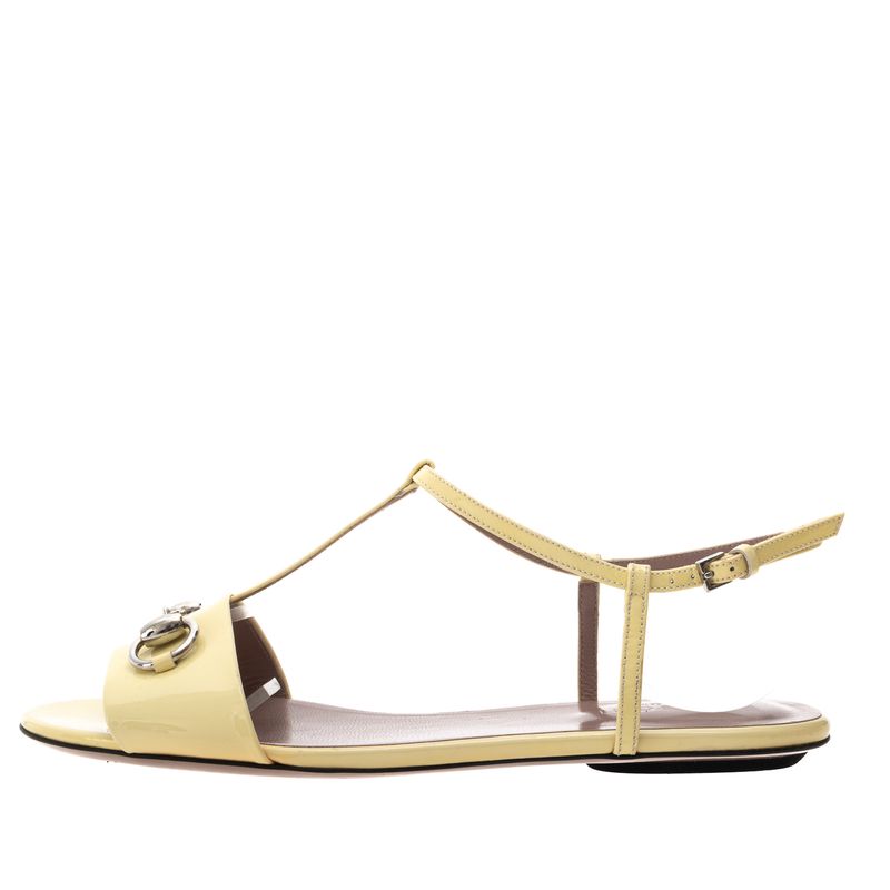 Rasteira-Gucci-Horsebit-Verniz-Amarela