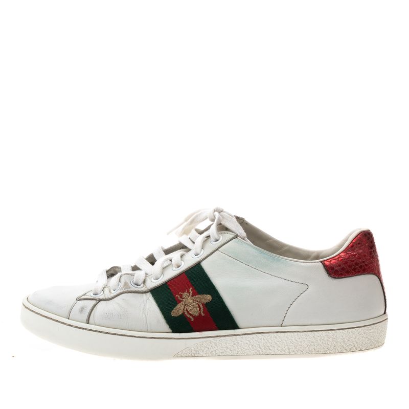 Tenis-Gucci-Ace-Bordado-Abelha-Branco