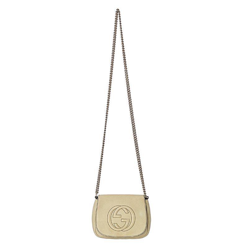 Bolsa-Gucci-Soho-Chain-Flap-Creme-