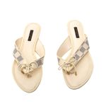 Rasteira-Louis-Vuitton-Couro-Damier-Creme